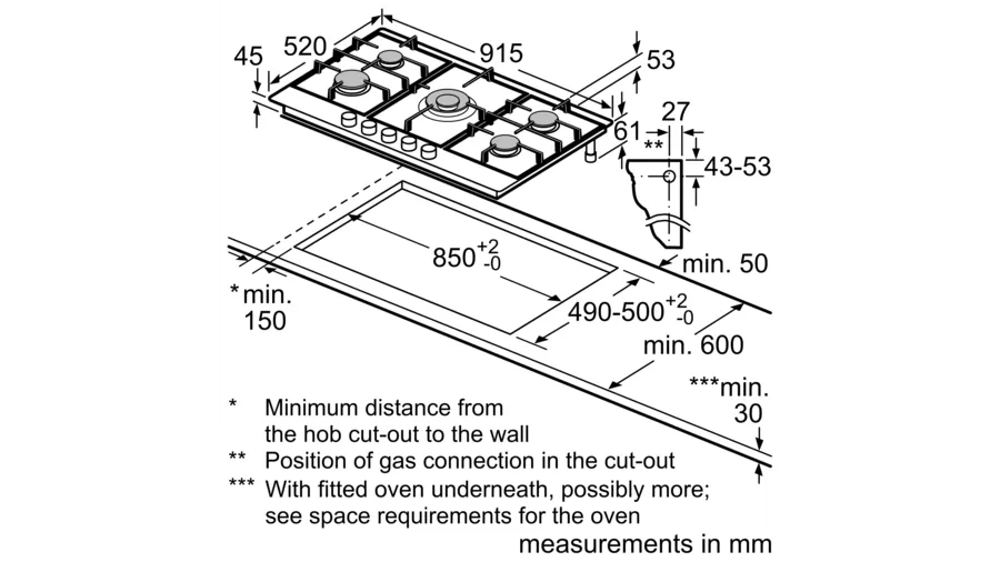 Supply & Install: BOSCH - Series 6 Gas Cooktop 90cm Stainless Steel